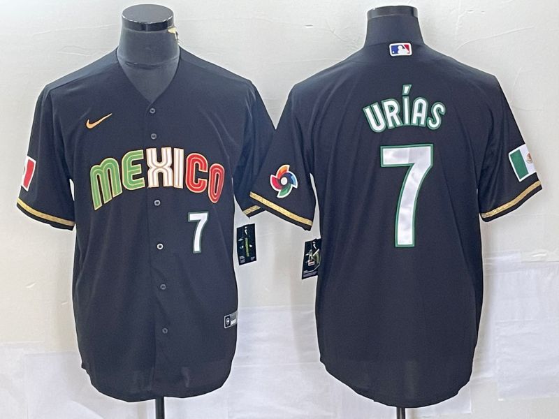 Men 2023 World Cub Mexico 7 Urias Black Nike MLB Jersey style 91819